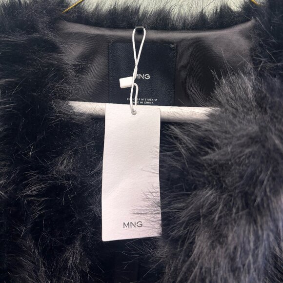 MANGO BLACK FUR JACKET- NWT - Picture 3 of 3